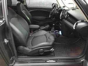 cleaned black leather car interior