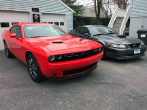 Red Challenger and Grey Mustang Detailed Fronts