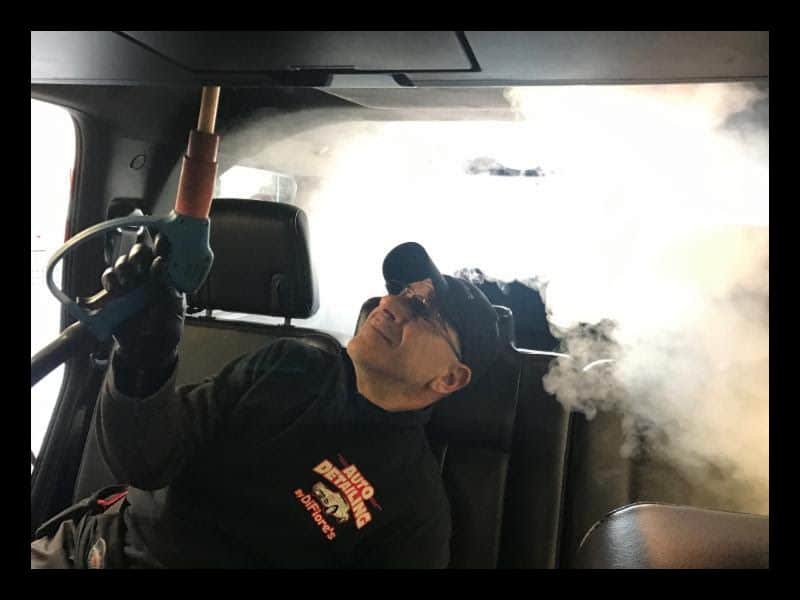 Joe difiore steam cleaning a car interior