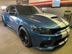 Blue and White Dodge Charger Paint Corrected at DiFiore's Auto detailing
